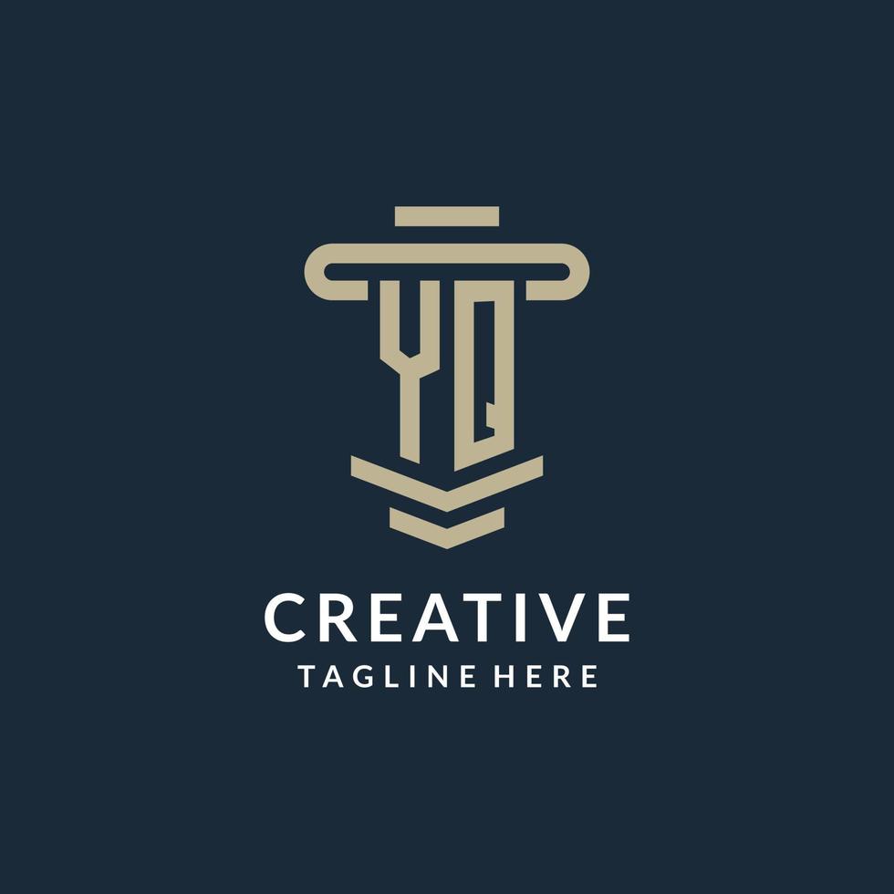 YQ initial logo monogram with simple luxury pillar line vector design