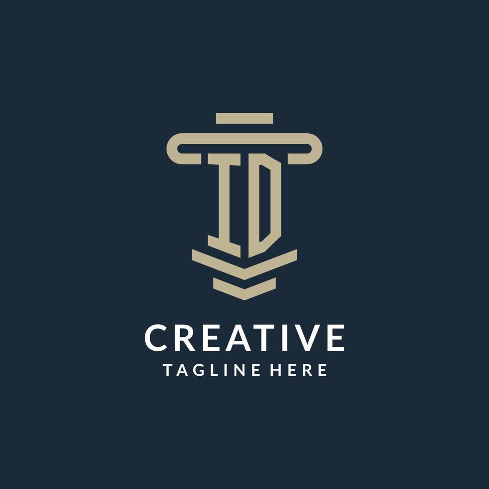 ID initial logo monogram with simple luxury pillar line vector design