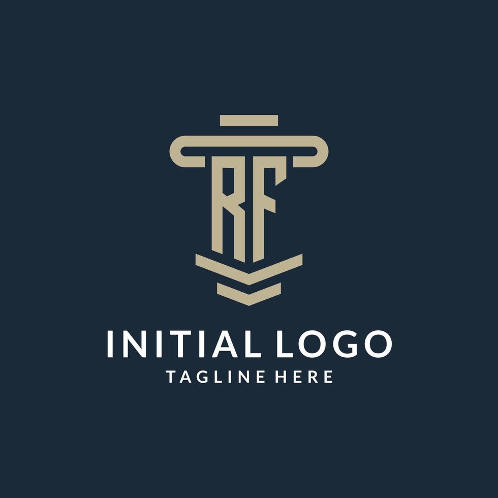 RF initial logo monogram with simple luxury pillar line vector design