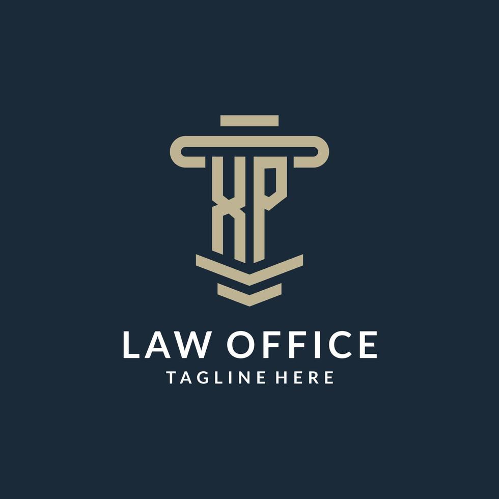 XP initial logo monogram with simple luxury pillar line vector design