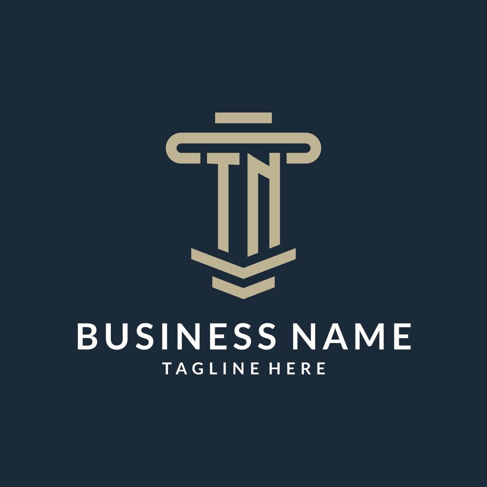 TN initial logo monogram with simple luxury pillar line vector design