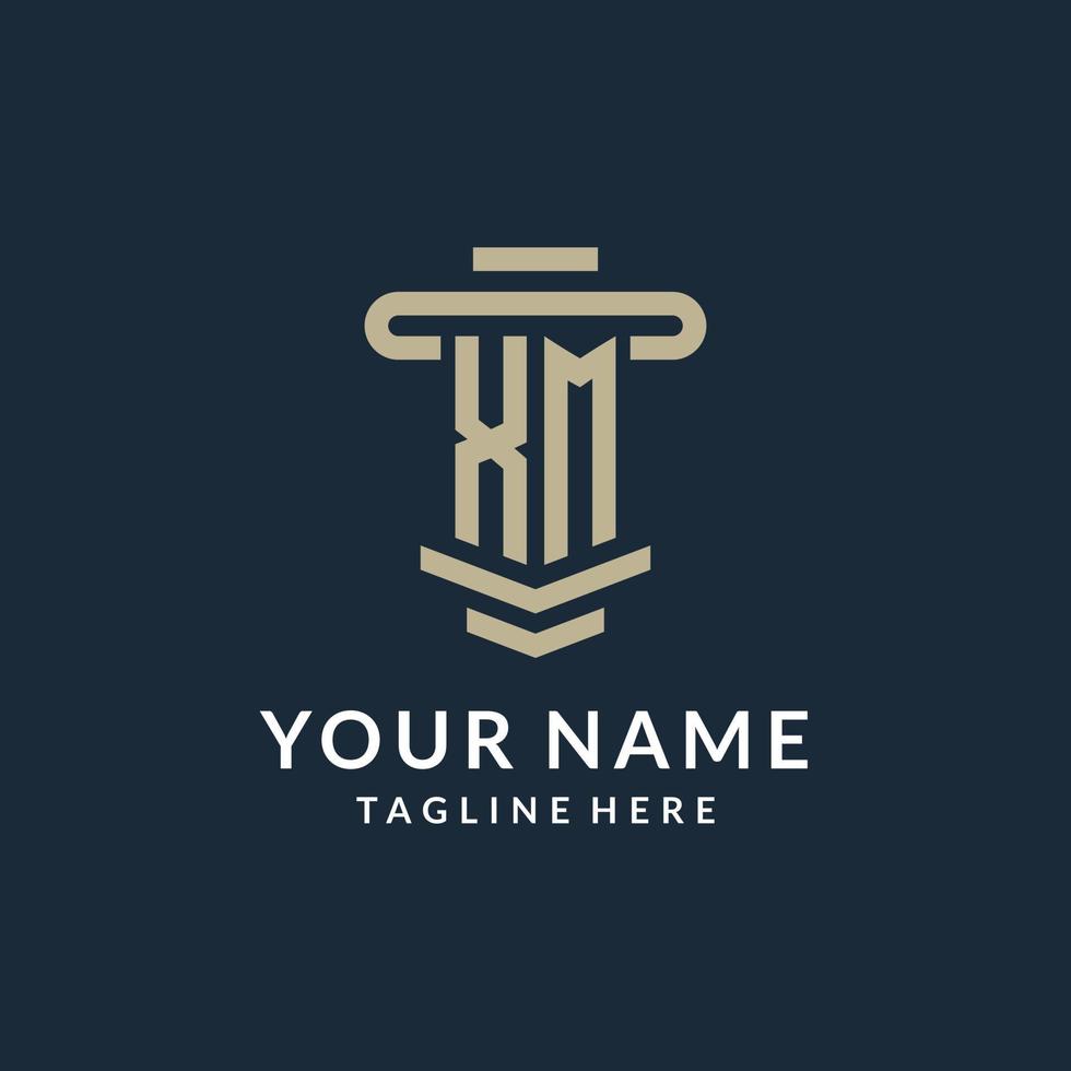 XM initial logo monogram with simple luxury pillar line vector design