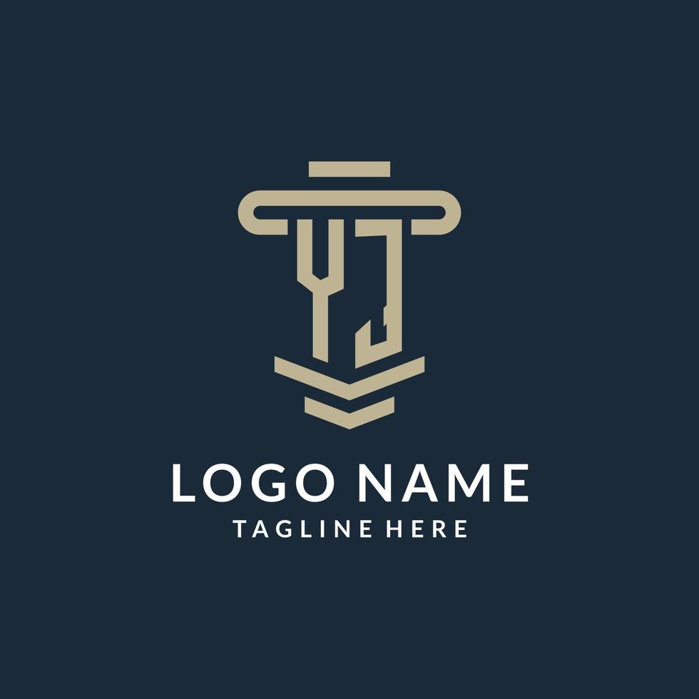 YJ initial logo monogram with simple luxury pillar line vector design