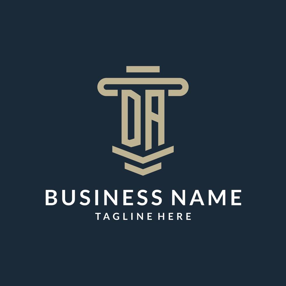 DA initial logo monogram with simple luxury pillar line vector design