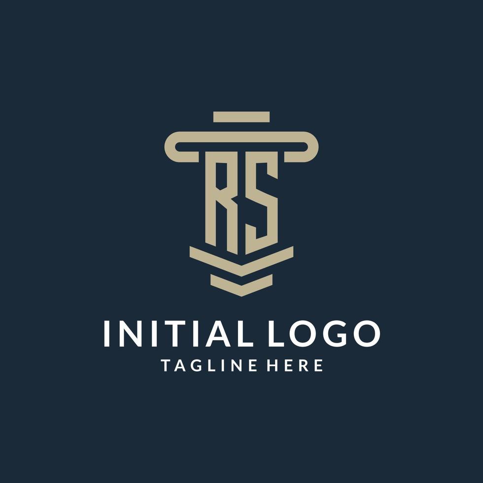 RS initial logo monogram with simple luxury pillar line vector design