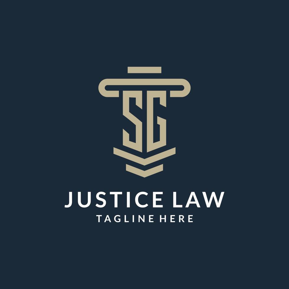 SG initial logo monogram with simple luxury pillar line vector design
