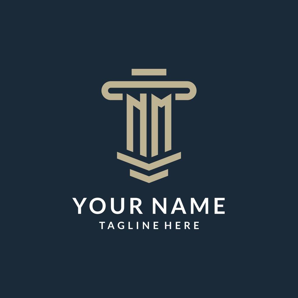 NM initial logo monogram with simple luxury pillar line vector design