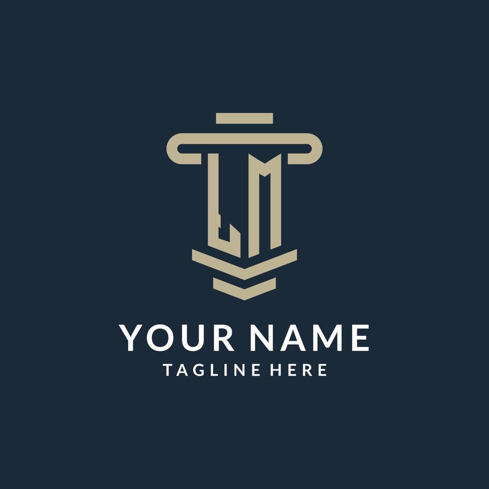 LM initial logo monogram with simple luxury pillar line vector design