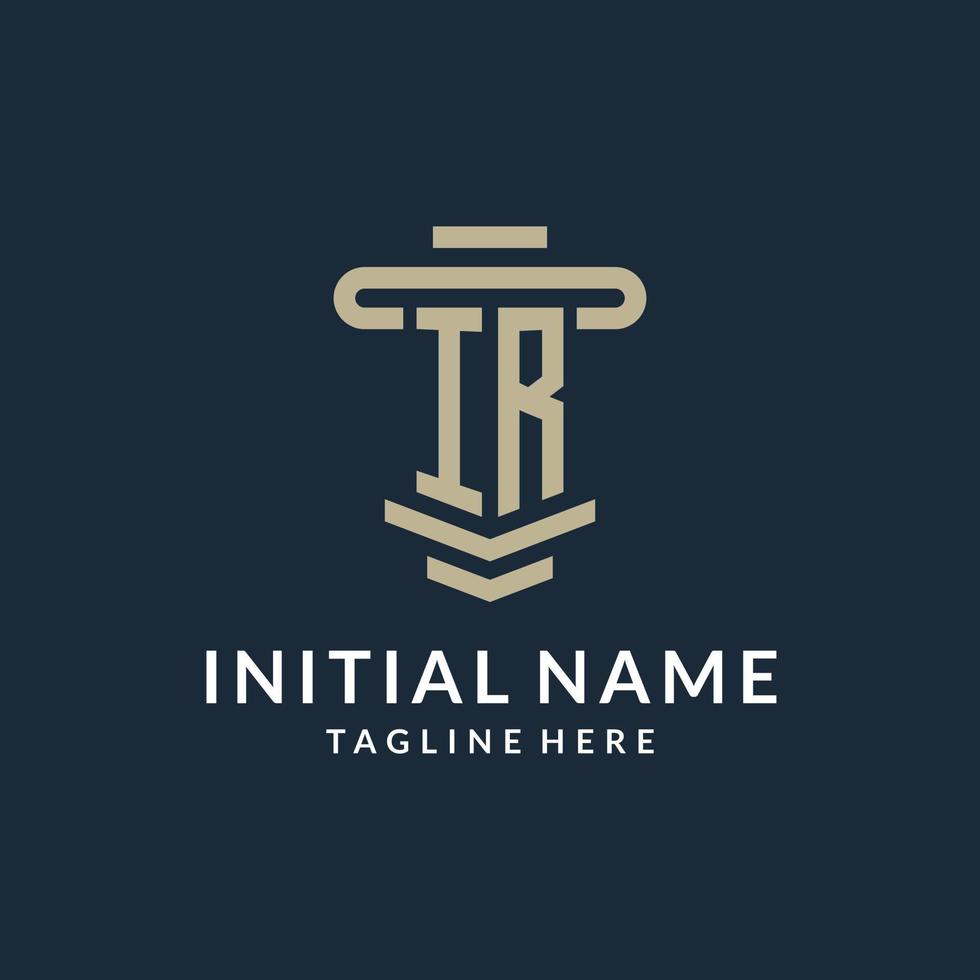 IR initial logo monogram with simple luxury pillar line vector design