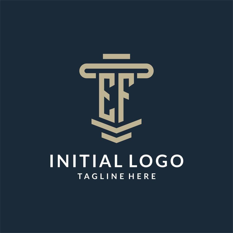 EF initial logo monogram with simple luxury pillar line vector design