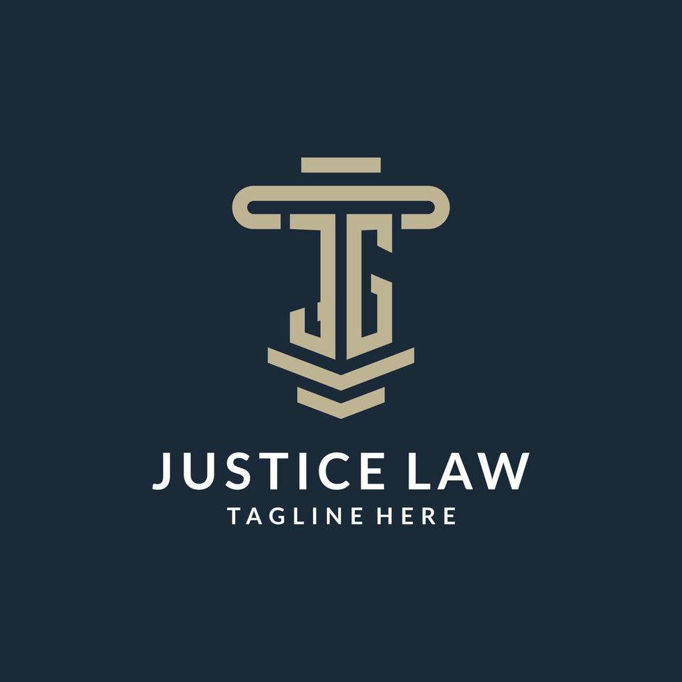 JG initial logo monogram with simple luxury pillar line vector design