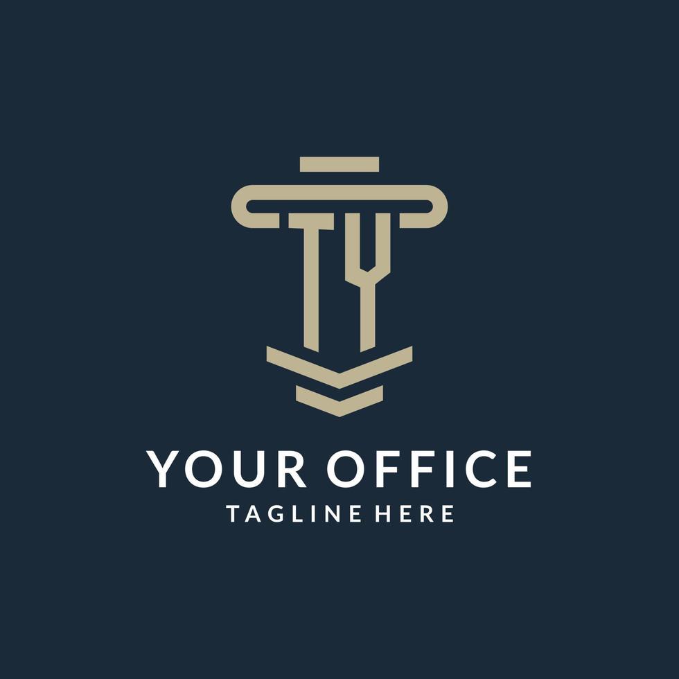 TY initial logo monogram with simple luxury pillar line vector design