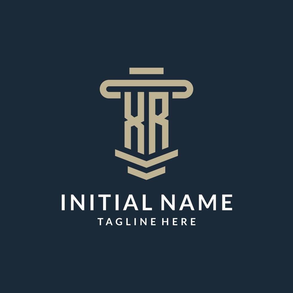 XR initial logo monogram with simple luxury pillar line vector design