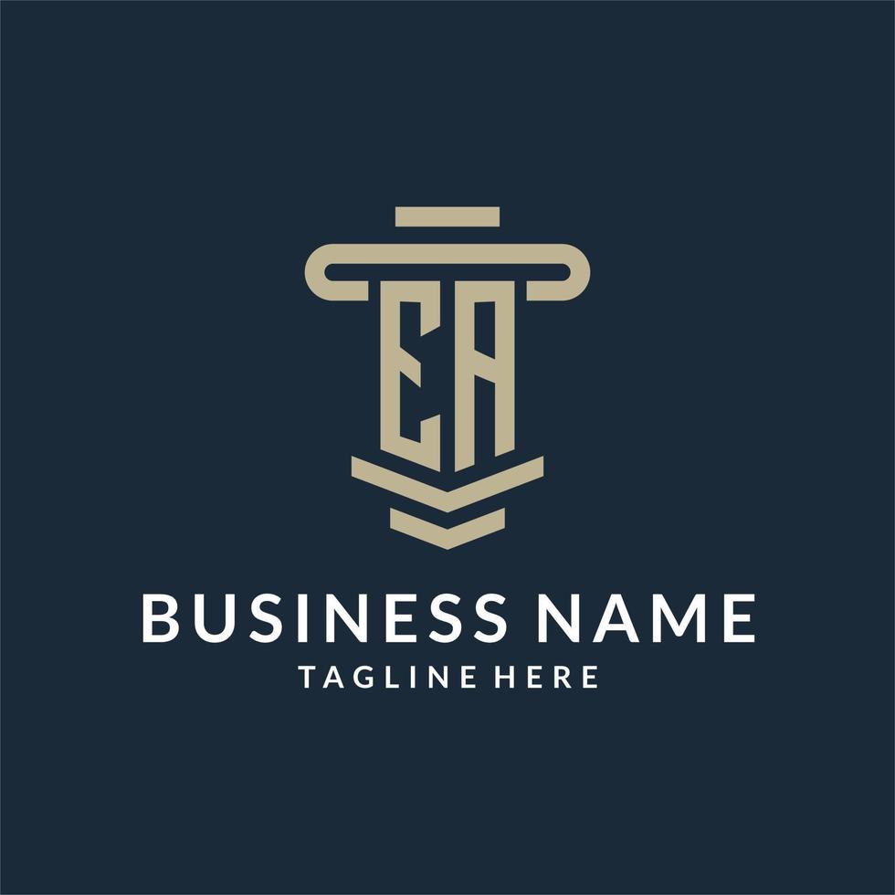 EA initial logo monogram with simple luxury pillar line vector design