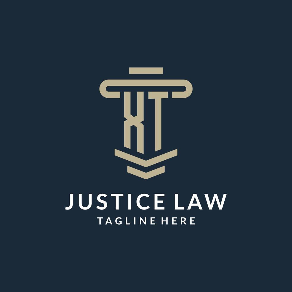 XT initial logo monogram with simple luxury pillar line vector design