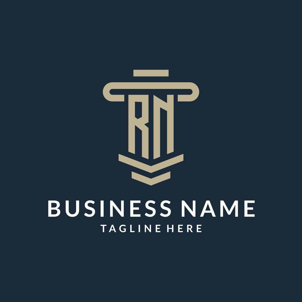 RN initial logo monogram with simple luxury pillar line vector design