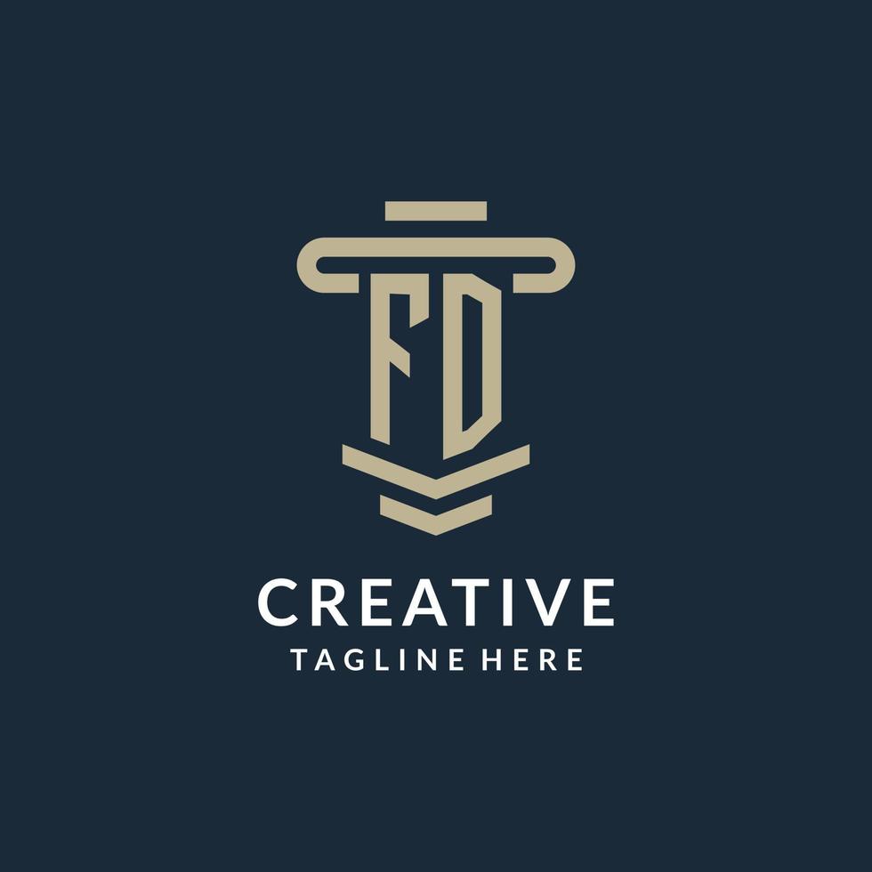 FD initial logo monogram with simple luxury pillar line vector design