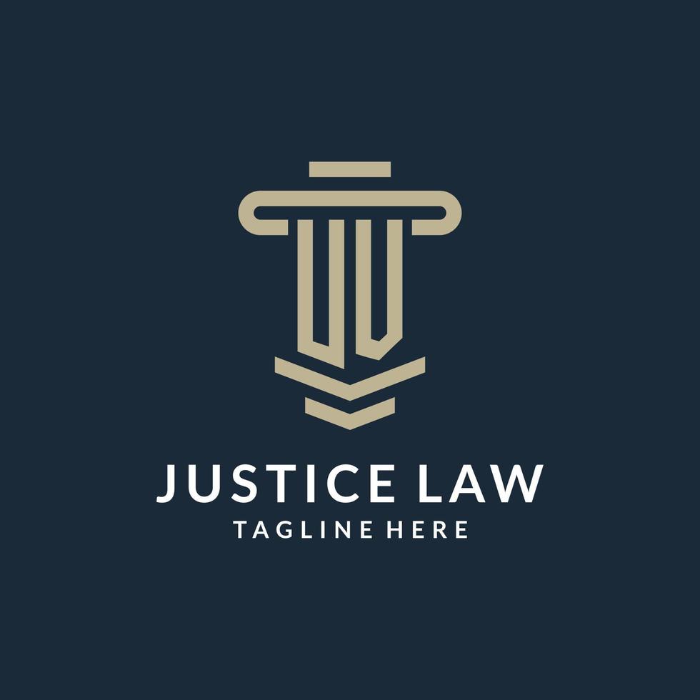 UV initial logo monogram with simple luxury pillar line vector design