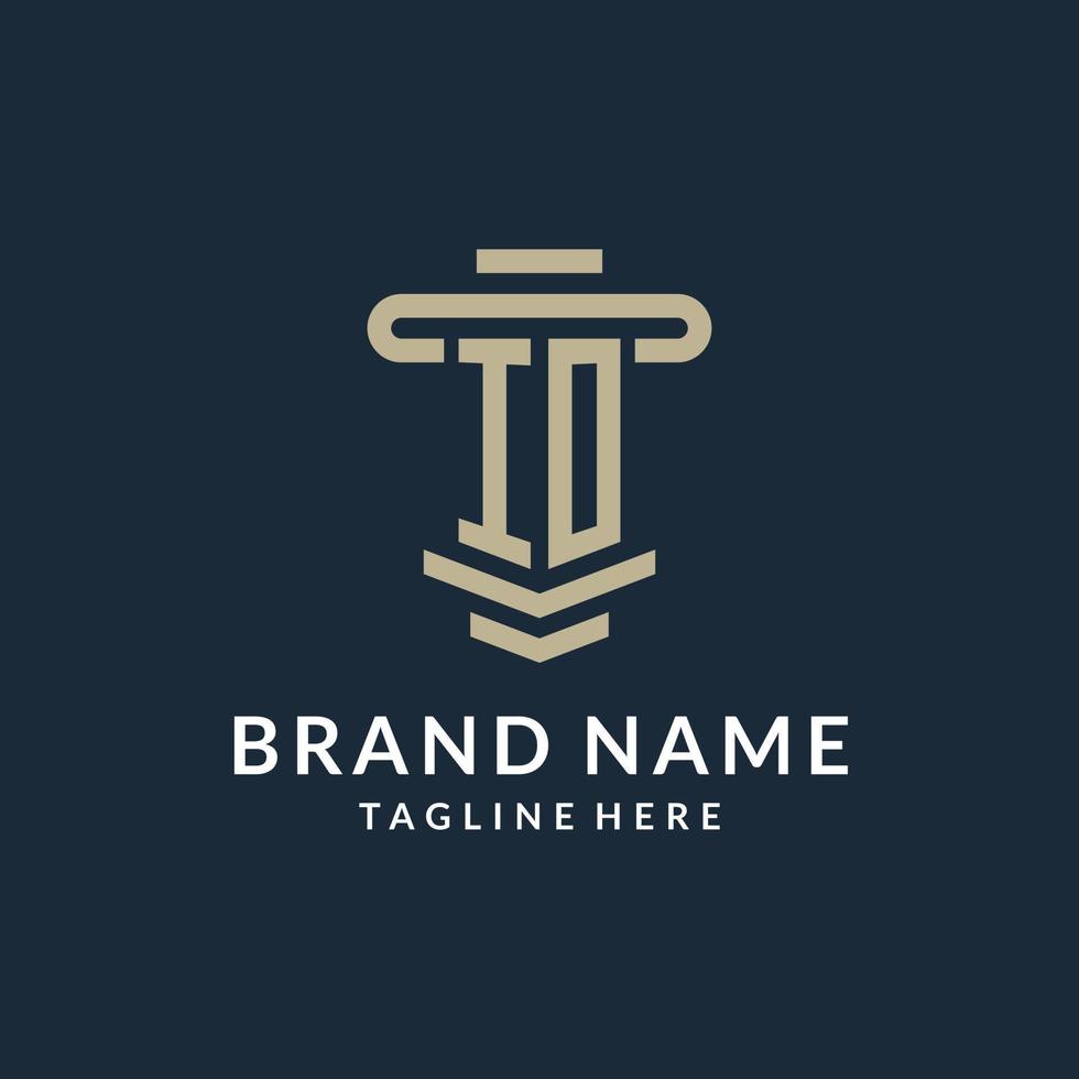 IO initial logo monogram with simple luxury pillar line vector design