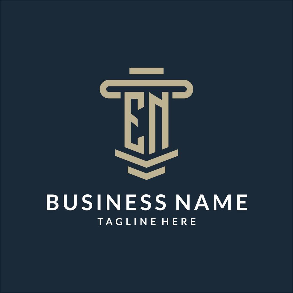 EN initial logo monogram with simple luxury pillar line vector design