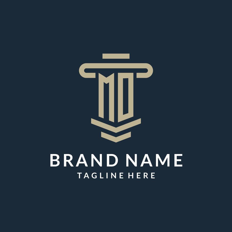 MO initial logo monogram with simple luxury pillar line vector design