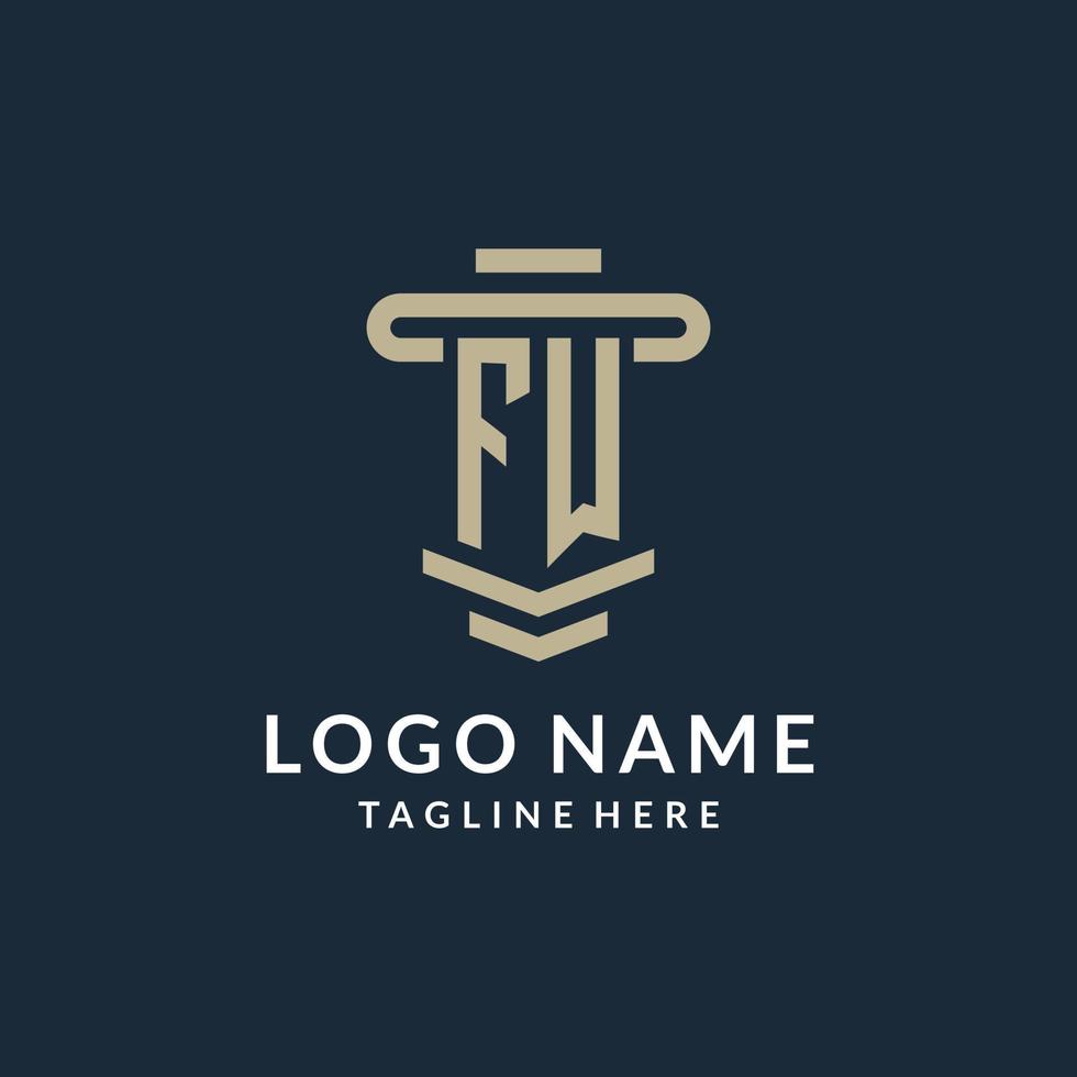 FW initial logo monogram with simple luxury pillar line vector design