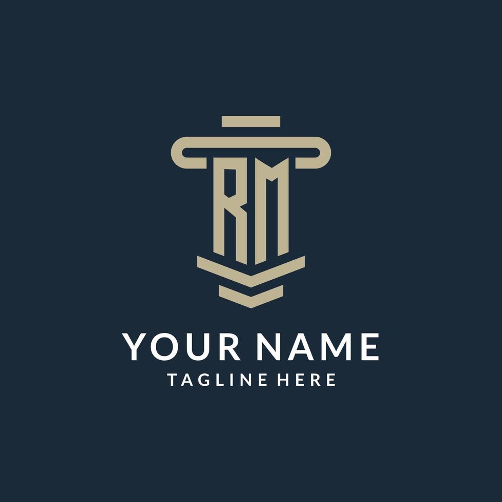 RM initial logo monogram with simple luxury pillar line vector design