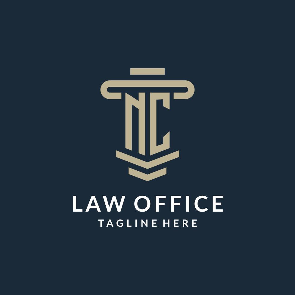 NC initial logo monogram with simple luxury pillar line vector design