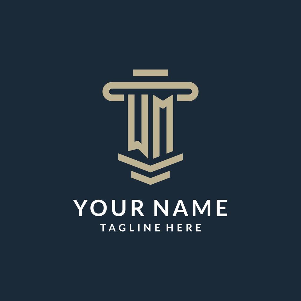 WM initial logo monogram with simple luxury pillar line vector design
