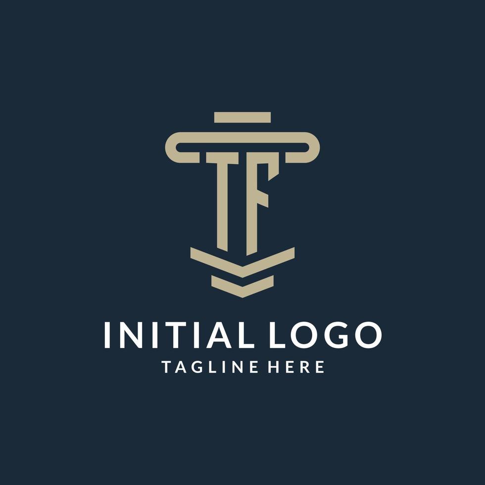 TF initial logo monogram with simple luxury pillar line vector design