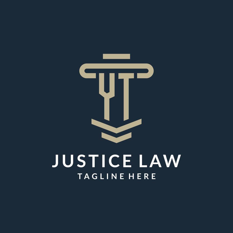 YT initial logo monogram with simple luxury pillar line vector design