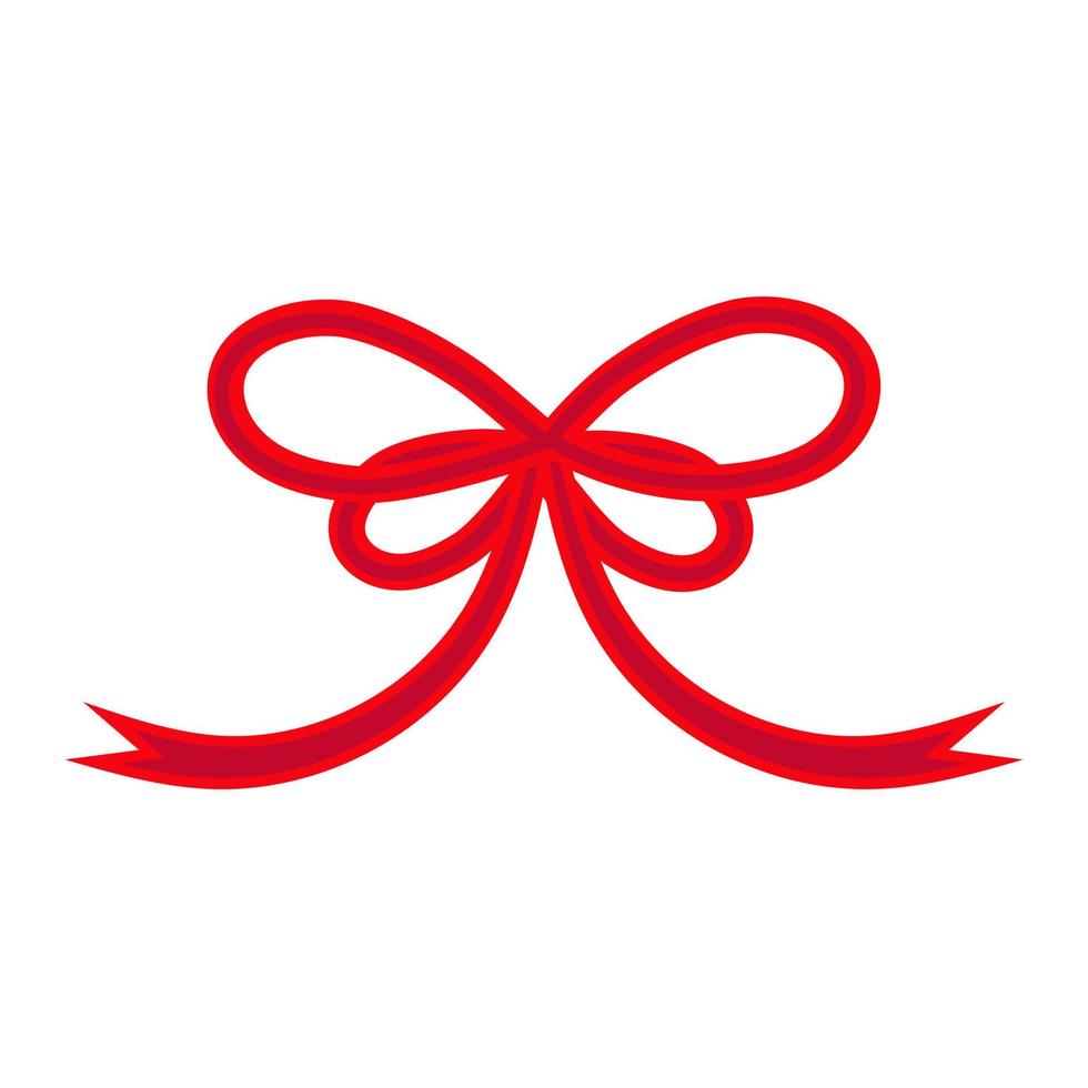 Decorative red bow for decoration. Vector illustration.