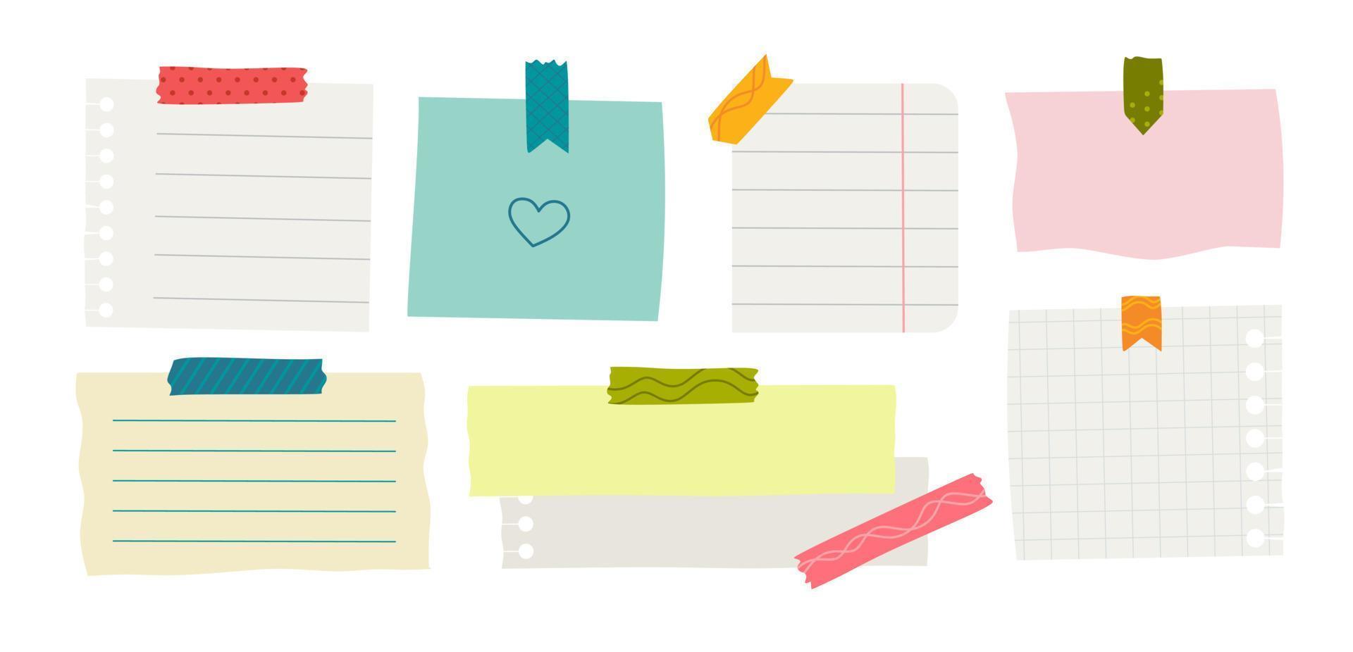 Paper sticker various notes are personal. Accessories for organizing documents. Vector illustration in a flat style