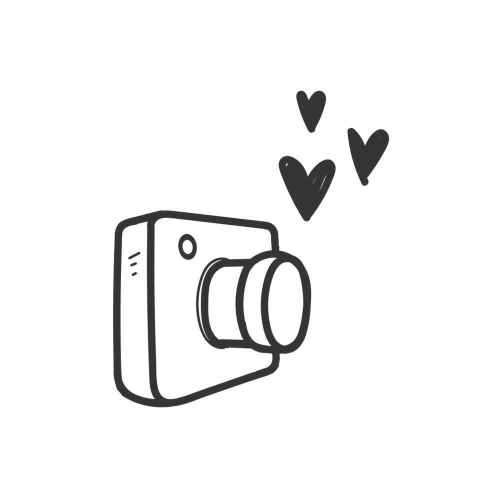 hand drawn doodle camera illustration vector