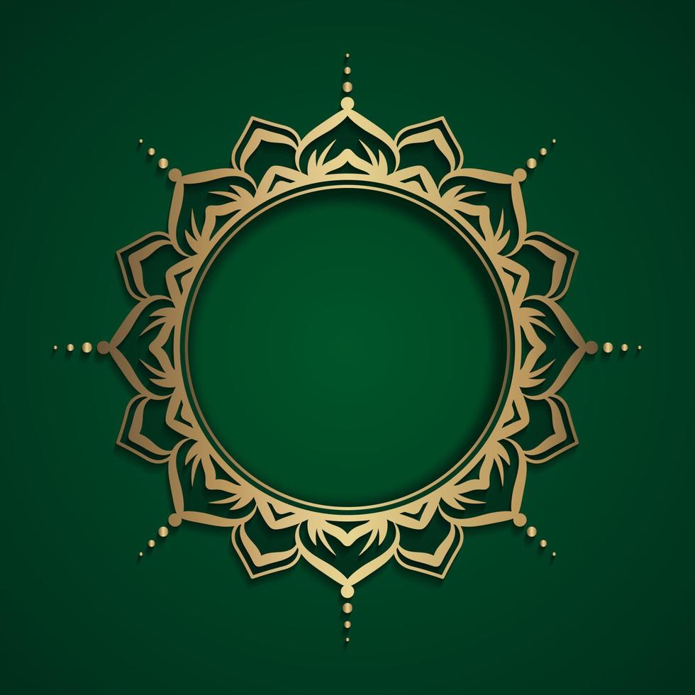mandala background, green and gold vector
