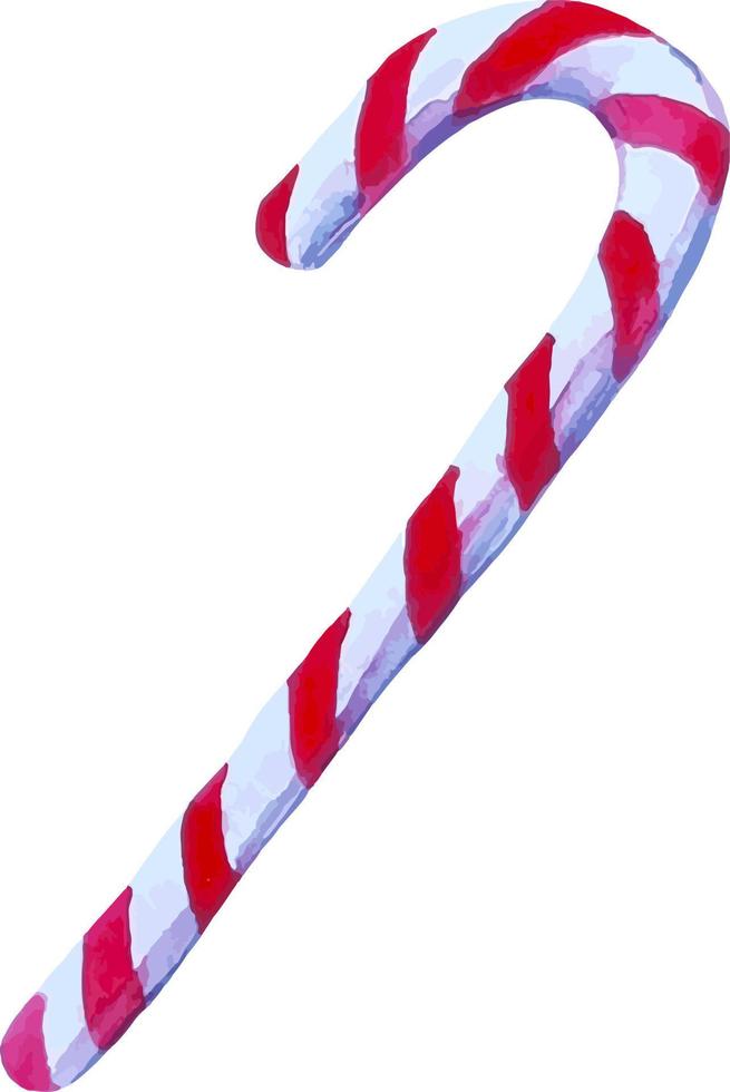 Watercolor candy lollipop cane Christmas decor isolated on white vector