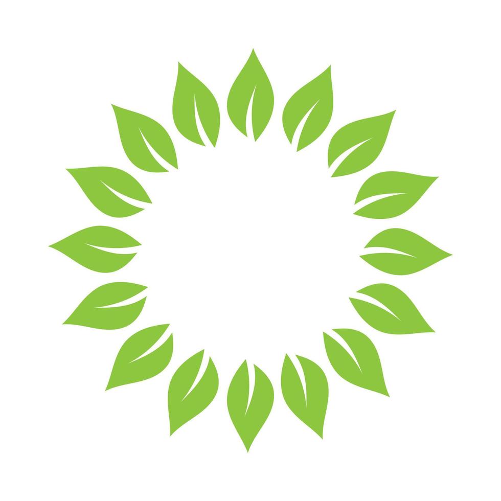 plantilla de vector de logotipo y símbolo de círculo de decoración verde hoja