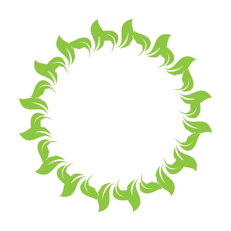 plantilla de vector de logotipo y símbolo de círculo de decoración verde hoja