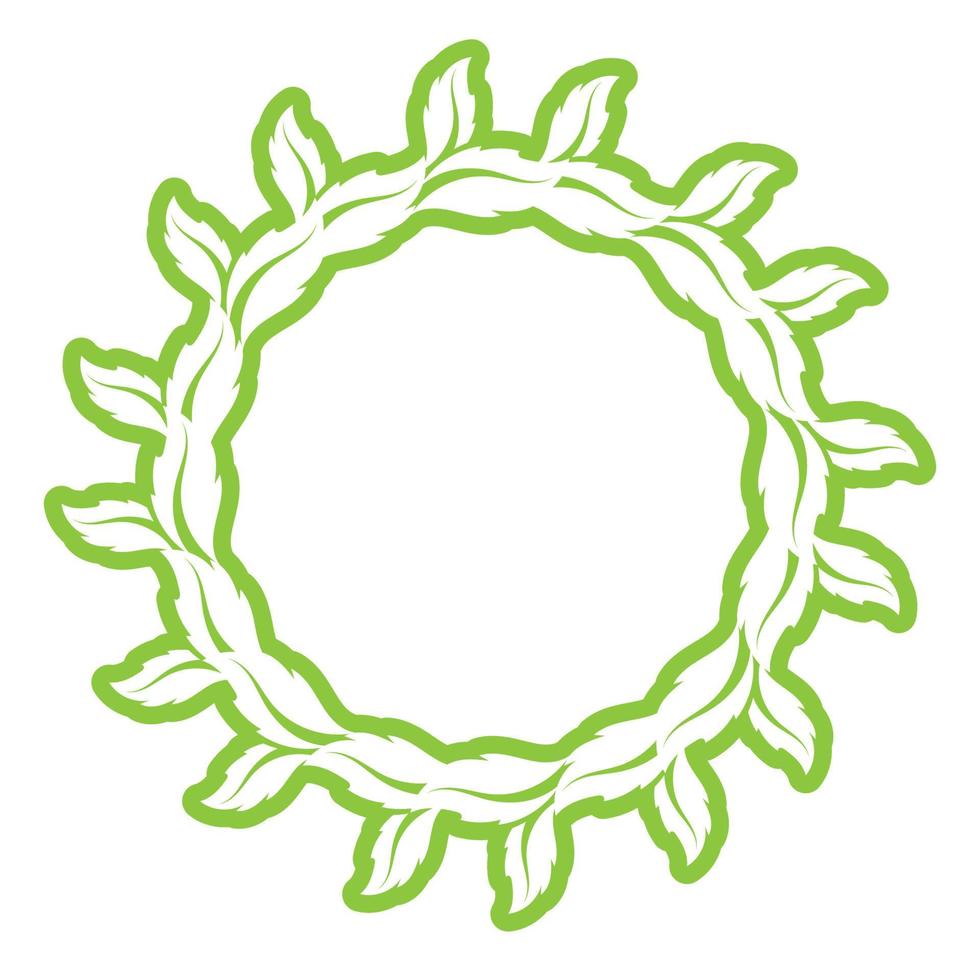 plantilla de vector de logotipo y símbolo de círculo de decoración verde hoja