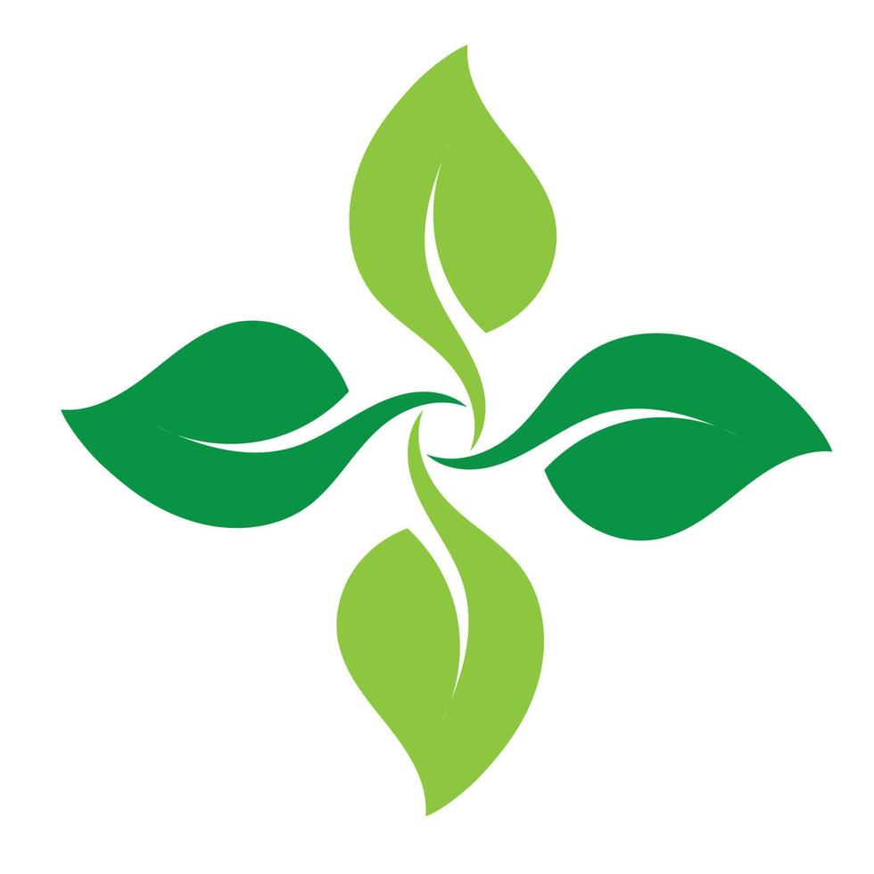 diseño de ornamento verde hoja y plantilla de vector de símbolo