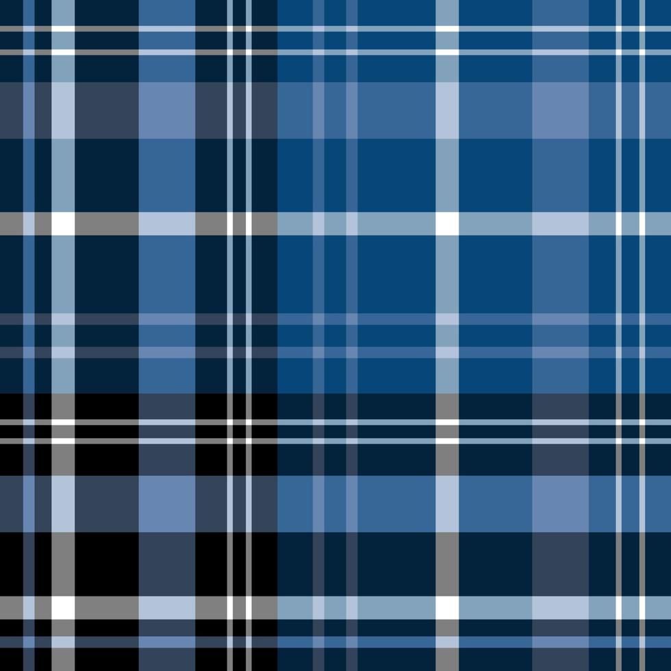 Seamless pattern in creative black, blue and white colors for plaid, fabric, textile, clothes, tablecloth and other things. Vector image.