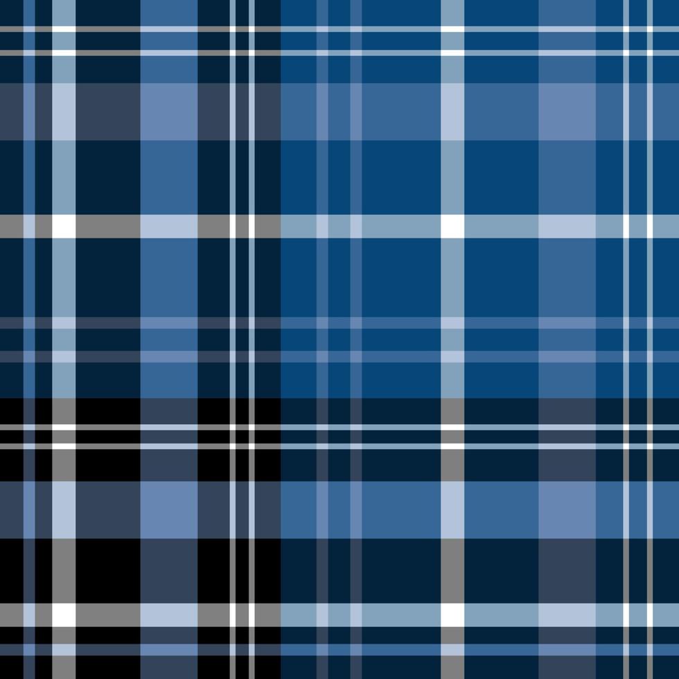 Seamless pattern in creative black, blue and white colors for plaid, fabric, textile, clothes, tablecloth and other things. Vector image.