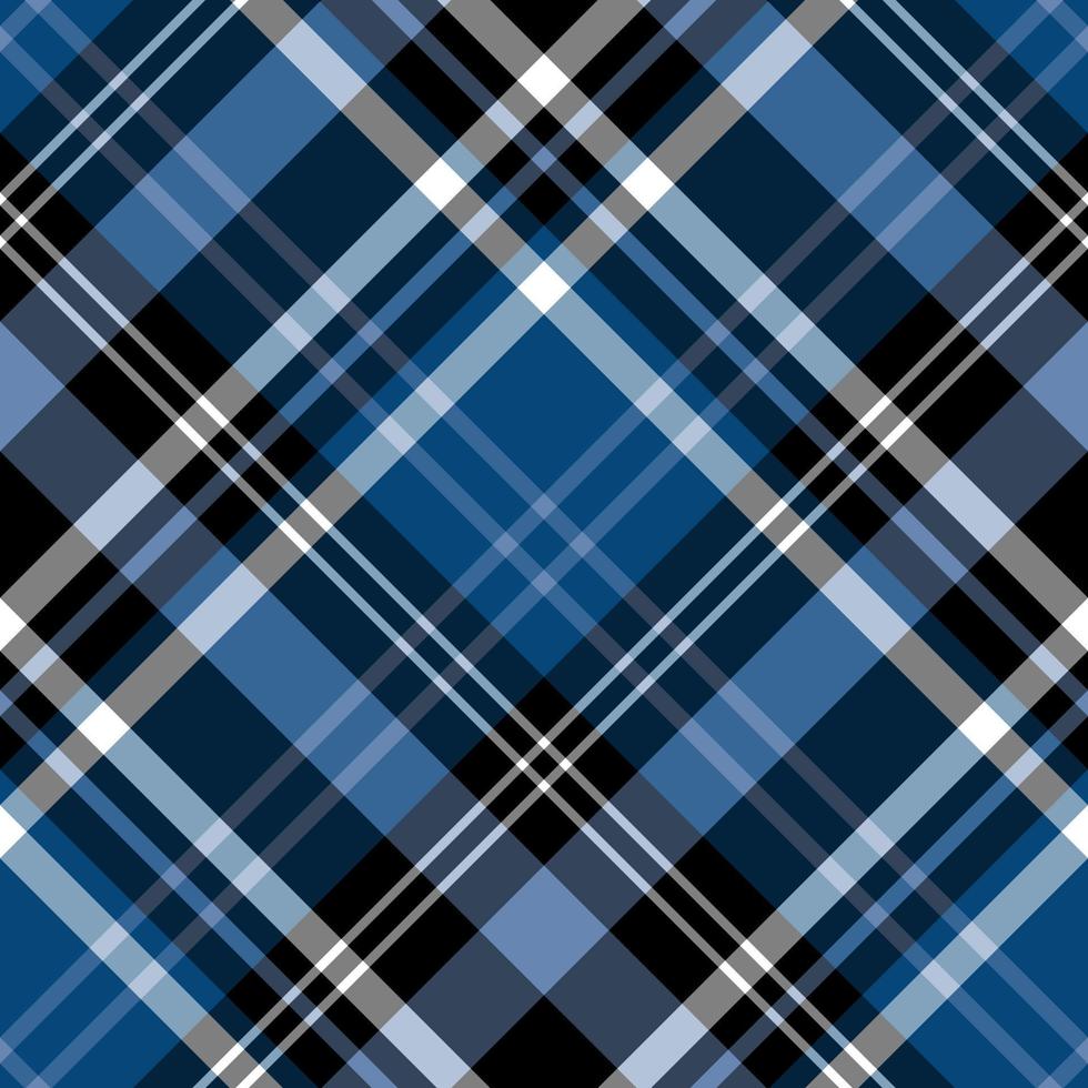 Seamless pattern in creative black, blue and white colors for plaid, fabric, textile, clothes, tablecloth and other things. Vector image. 2