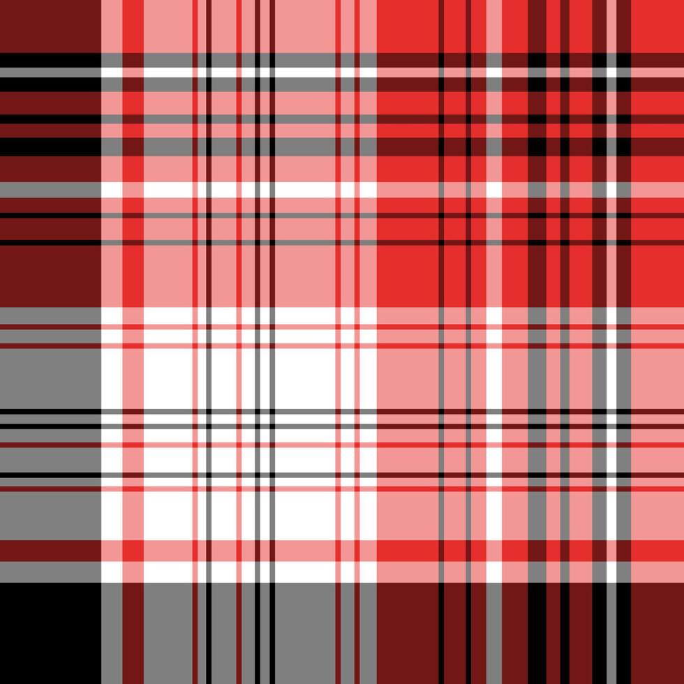 Creative plaid pattern in simple black, white and red colors. vector
