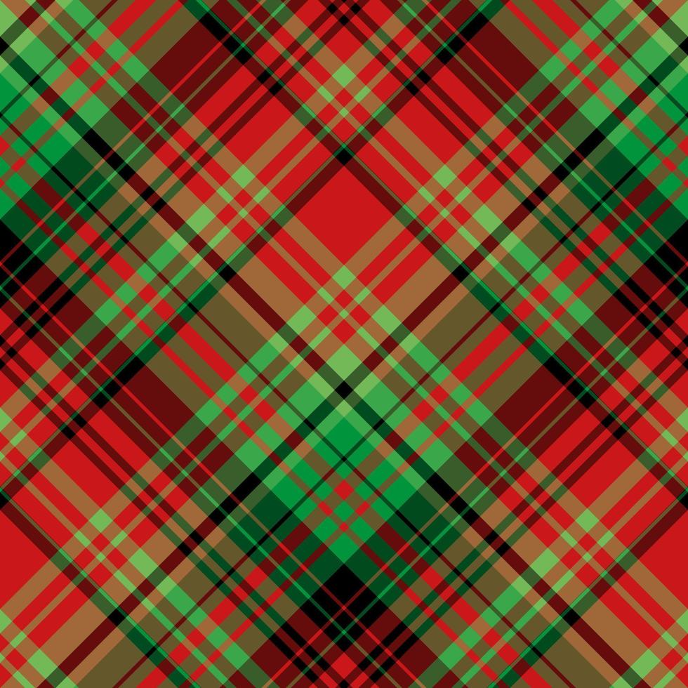 Creative plaid pattern in green, red and black colors. 2 vector