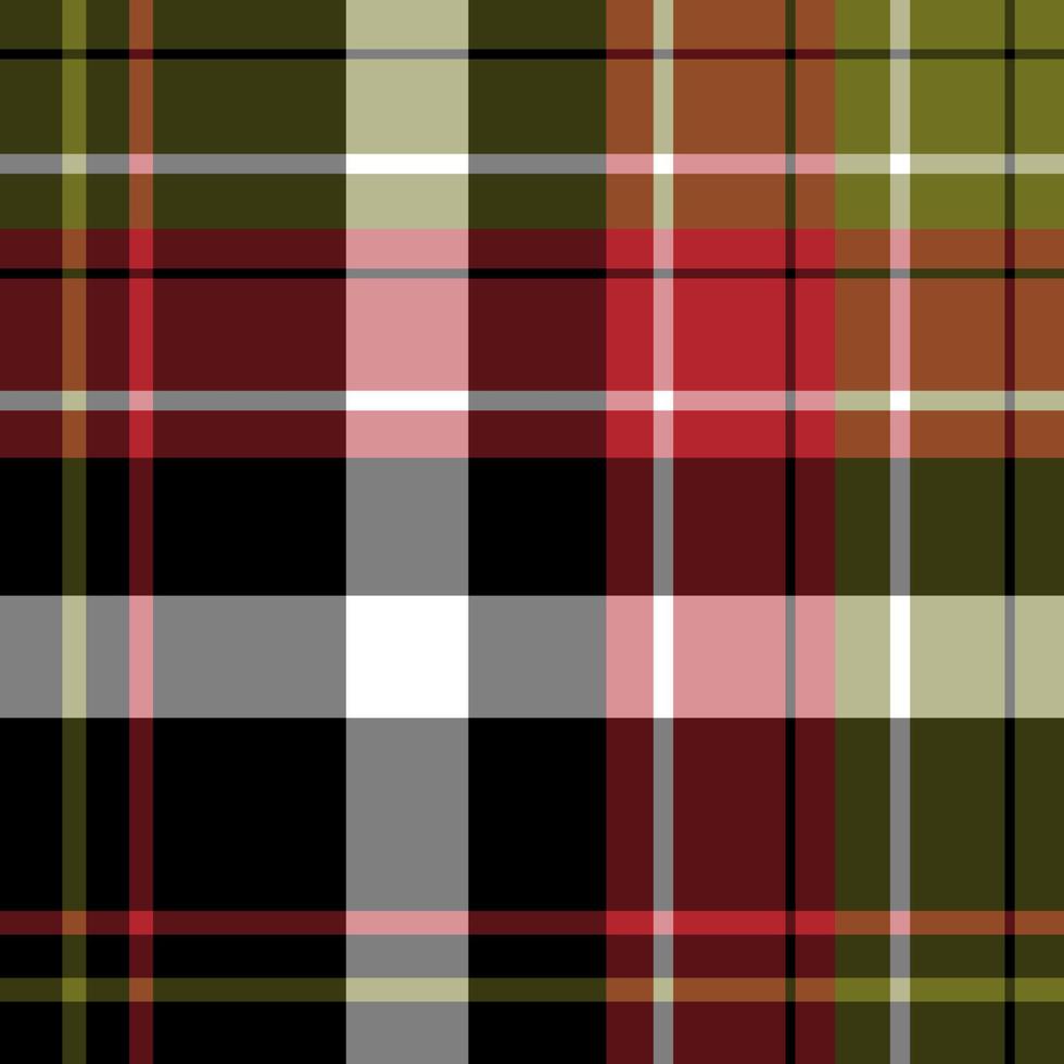 Seamless pattern in black, red, green and white colors for plaid, fabric, textile, clothes, tablecloth and other things. Vector image.