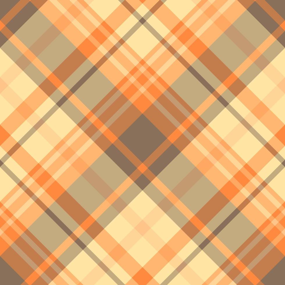 Seamless pattern in stylish light yellow, orange and warm gray colors for plaid, fabric, textile, clothes, tablecloth and other things. Vector image. 2