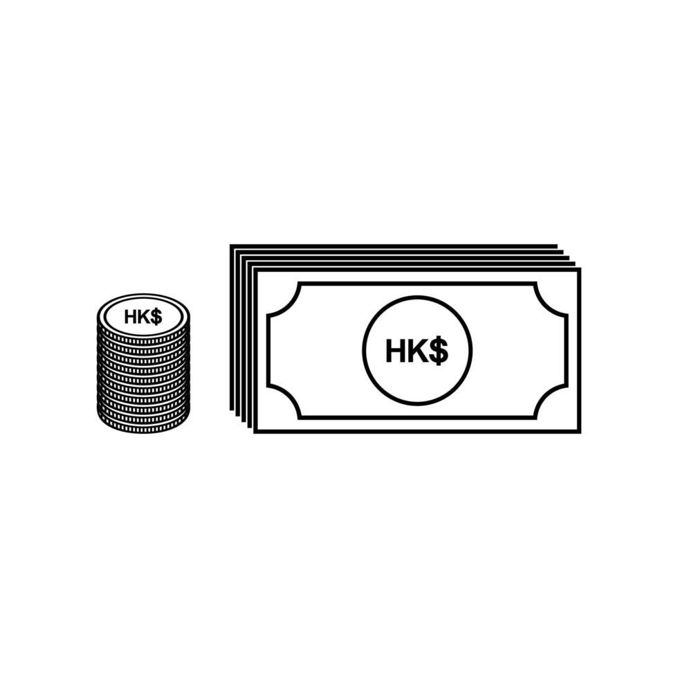 Hong Kong Currency, HKD, Hong Kong Dollar Icon Symbol. Vector Illustration
