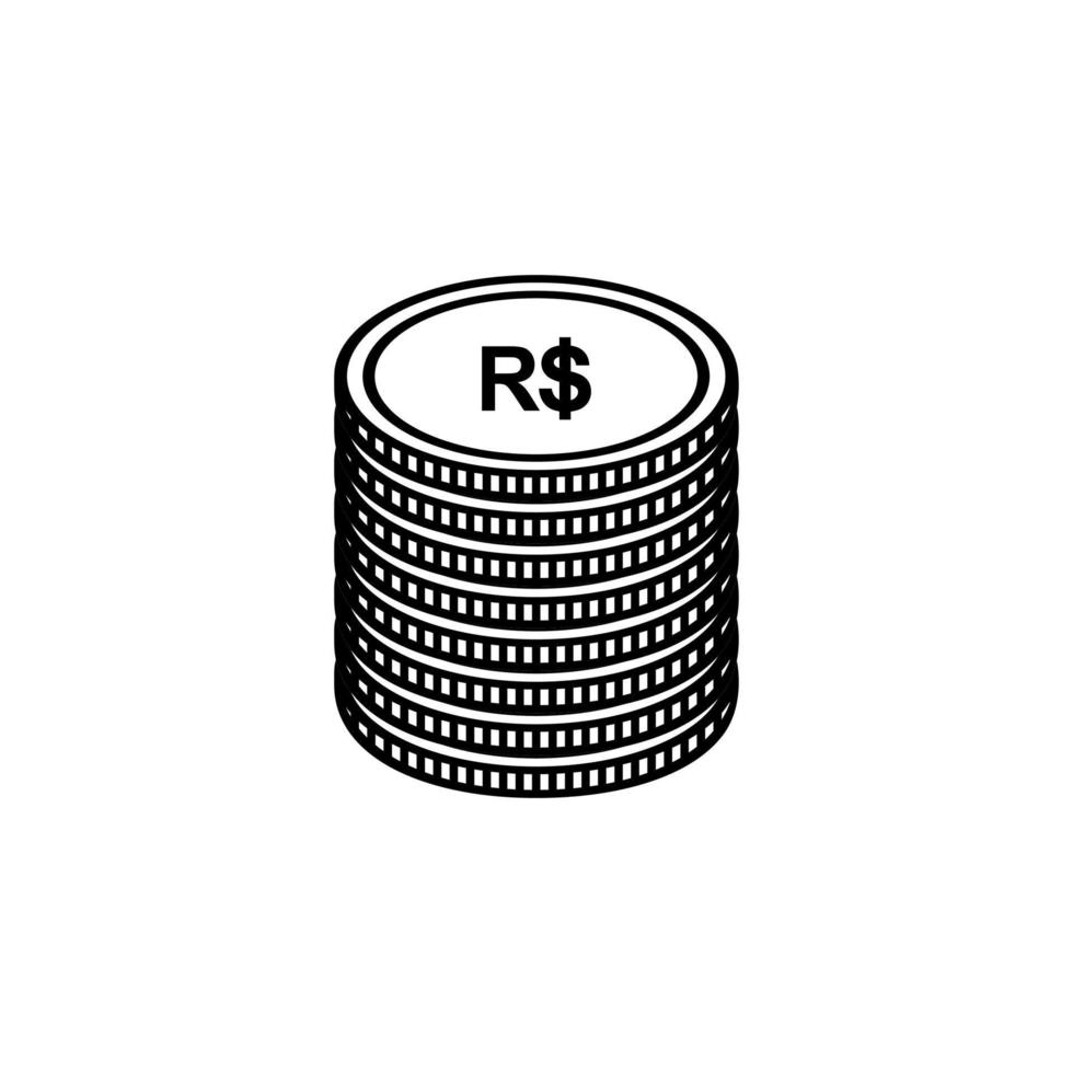 moneda de brasil, signo brl, símbolo de icono real brasileño. ilustración vectorial vector