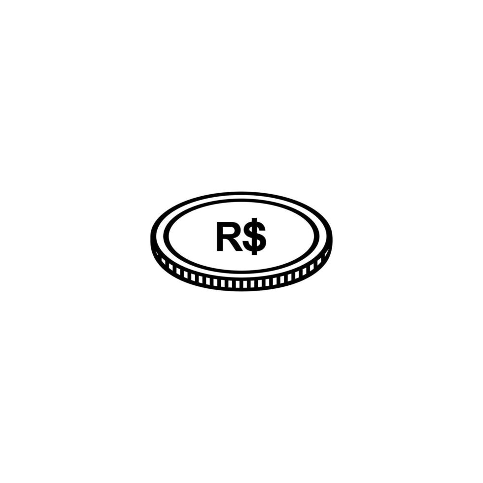 Brazil Currency, BRL Sign, Brazilian Real Icon Symbol. Vector Illustration